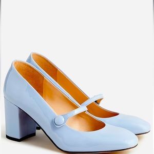 🩵 J.Crew Women’s Maisie Mary Jane Heels in Italian Patent Leather Icy Blue 7.5